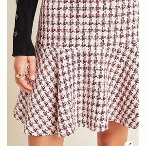 Maeve/Anthropologie Bobbie Plaid Flounced Skirt in Cream and Pink — size 14